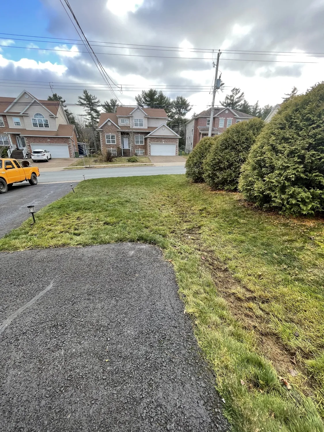After: front lawn cleared of fallen leaves