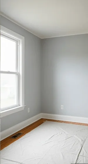 After: finished interior room with freshly painted walls and trim